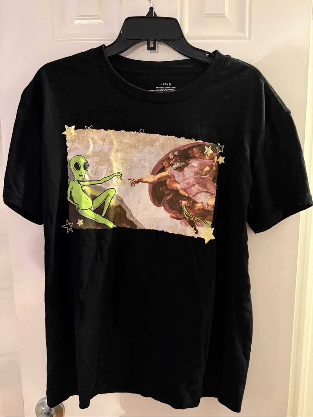 Alien Graphic T-Shirt - Black with Green Alien